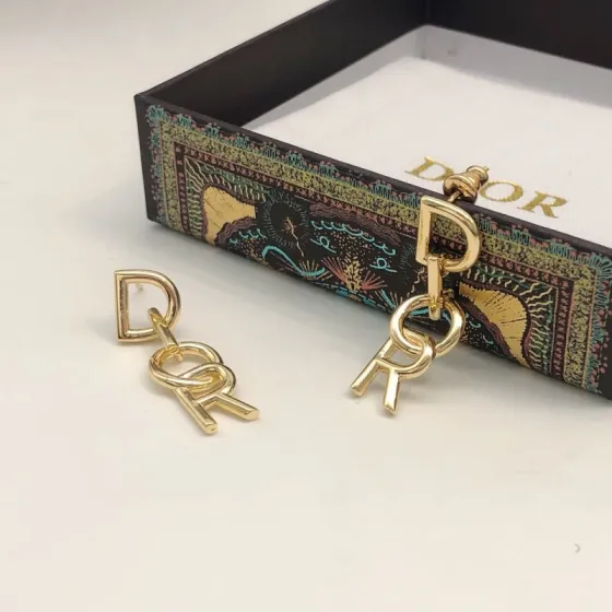 Dior DED0083 Logo Drop Earrings earrings gold-tone metal no accent stones 3cm drop length
