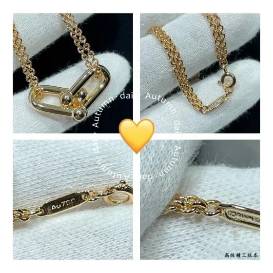 Tiffany HardWear Double Link Pendant necklace 18k gold no gemstones 40cm