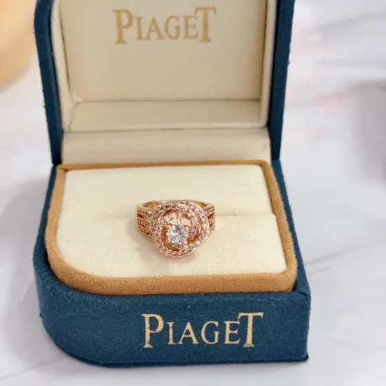 Piaget Rose Passion ring Rose gold with clear diamond simulants US 7
