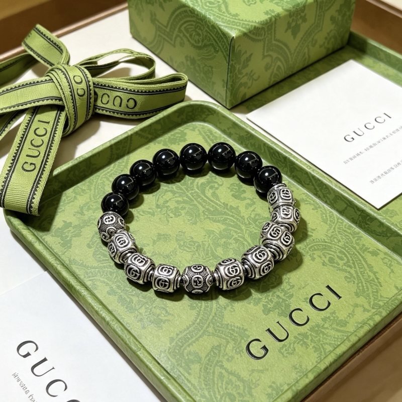 Gucci Anger Forest bracelet Aged silver-tone metal with black onyx beads 18cm