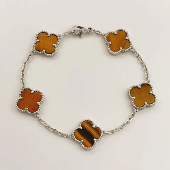 Van Cleef Arpels Vintage Alhambra bracelet White gold Tiger s Eye 18cm