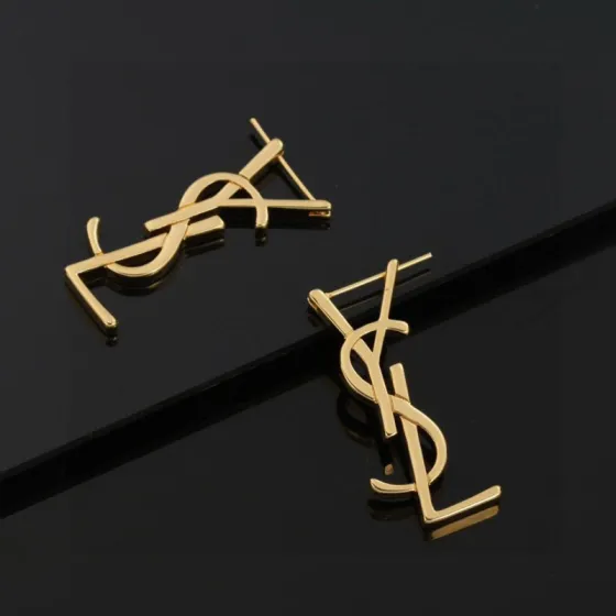 Saint Laurent Cassandre YSL Monogram earrings Gold-tone metal no gemstones Silver-tone metal no gemstones 4cm drop length