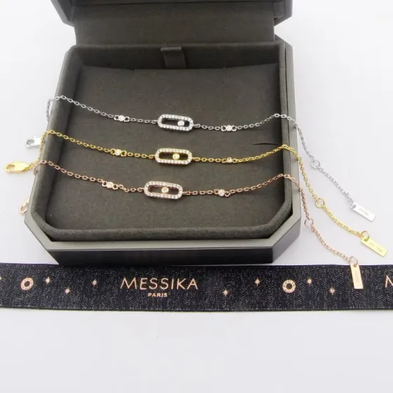Messika Move Uno bracelet 18k white gold 18k yellow gold 18k rose gold with clear diamonds 18cm