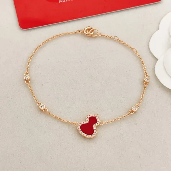 Qeelin Wulu bracelet 18K rose gold red agate diamond 16-19cm adjustable