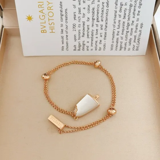 Bvlgari BVLGARIBvlgari Gelato Popsicle bracelet rose gold white mother-of-pearl clear diamond 17-19cm adjustable