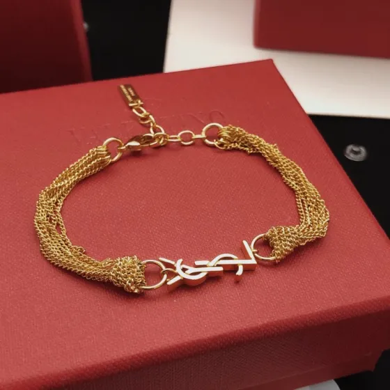 Saint Laurent YSL0017 Cassandre Multi-Chain Bracelet bracelet gold-tone metal no gemstones 19cm with 3cm extension chain