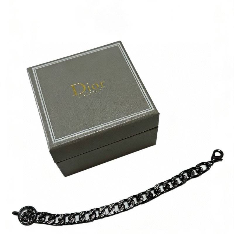 Dior CD Icon Crystal Curb Chain Bracelet bracelet Black ruthenium-finish metal with black crystal accents 21cm