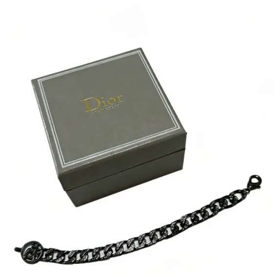 Dior CD Icon Crystal Curb Chain Bracelet bracelet Black ruthenium-finish metal with black crystal accents 21cm
