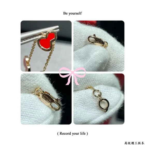 Qeelin Wulu bracelet 18K rose gold with red enamel variant with diamond-paved wulu charm 18cm