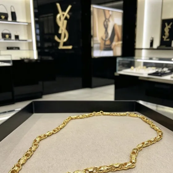 Saint Laurent Textured Anchor Chain necklace gold tone metal no accent stones 60cm