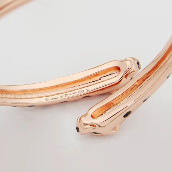 Cartier Panthere de Cartier Double-Headed Panther Bracelet bracelet 18k rose gold with black lacquer spots tsavorite garnet eyes onyx nose accents 17cm