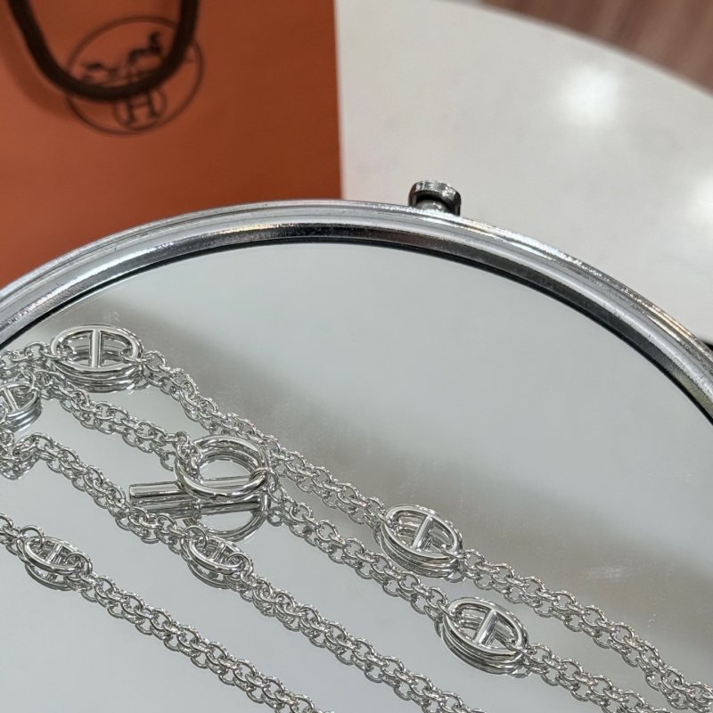 Hermes Farandole necklace silver metal 80cm
