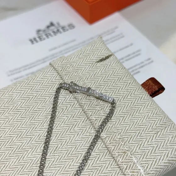 Hermes Belt Buckle Diamond bracelet Silver-toned metal with clear diamond accents 17cm