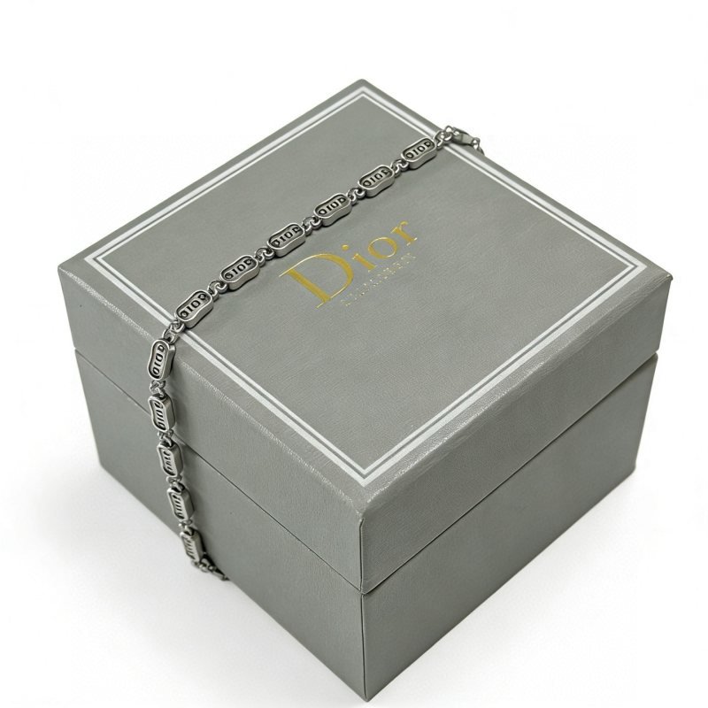 Dior Logo Plate Chain Bracelet bracelet Antique silver-tone metal with engraved logo detailing 18cm