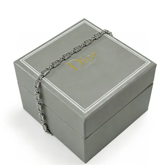 Dior Logo Plate Chain Bracelet bracelet Antique silver-tone metal with engraved logo detailing 18cm