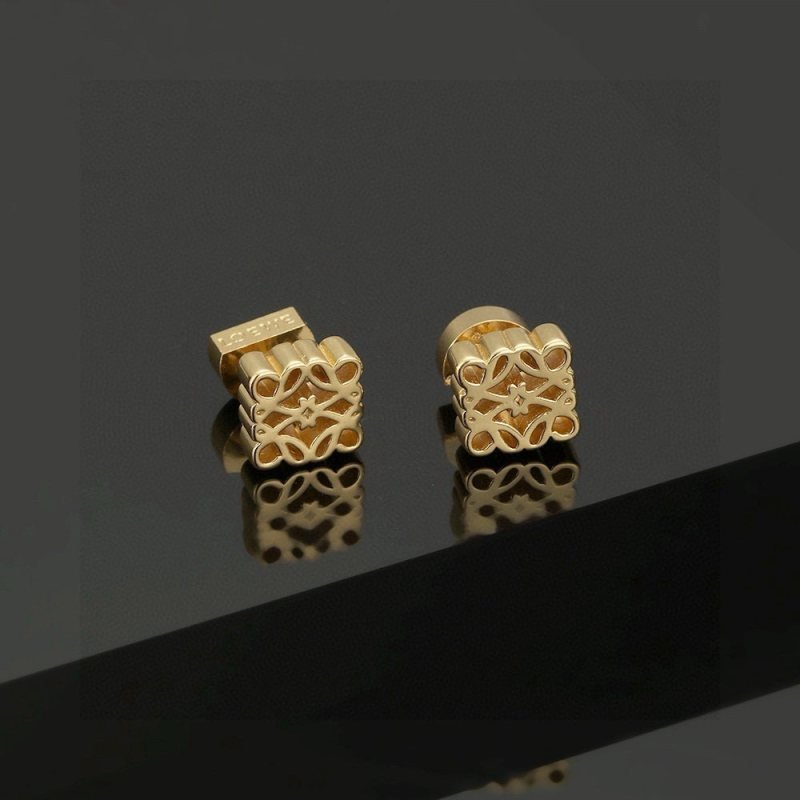 Loewe Anagram earrings gold tone metal 1cm stud diameter