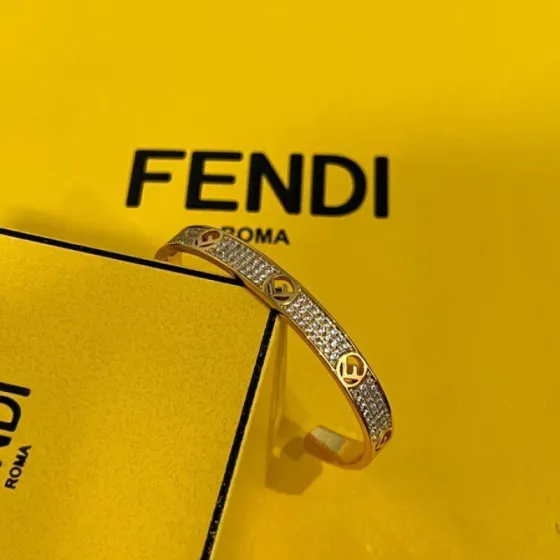 Fendi F is Fendi bracelet gold-tone metal with clear pave crystals 17cm