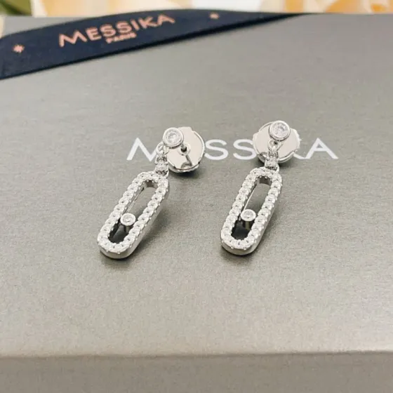 Messika Move Uno earrings Silver-toned metal with clear diamonds One Size