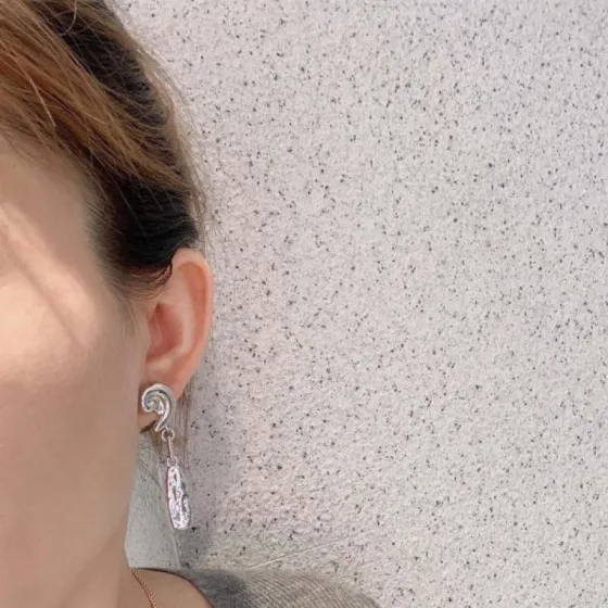Celine Spiral Drop Earrings earrings silver-toned metal no accent stones 4 5cm drop length