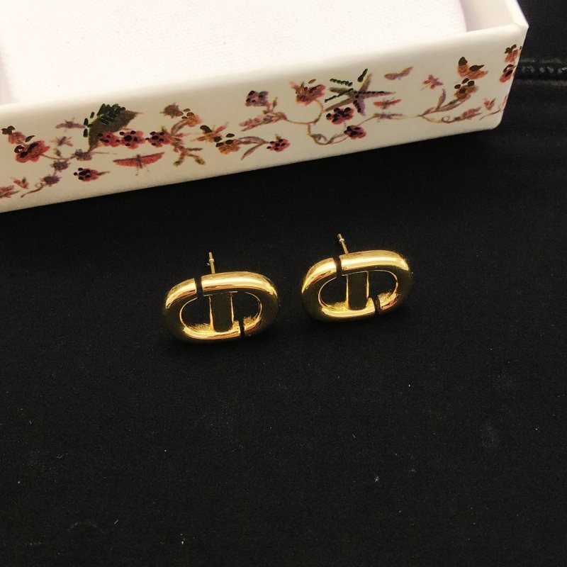Dior CD Navy earrings gold-tone metal no accent stones 1 5cm stud length