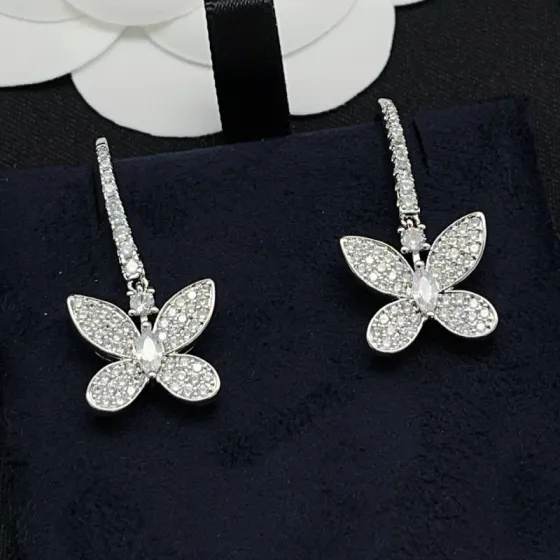 Graff Butterfly Pave Diamond Drop Earrings earrings White gold with clear white diamonds 3cm drop length