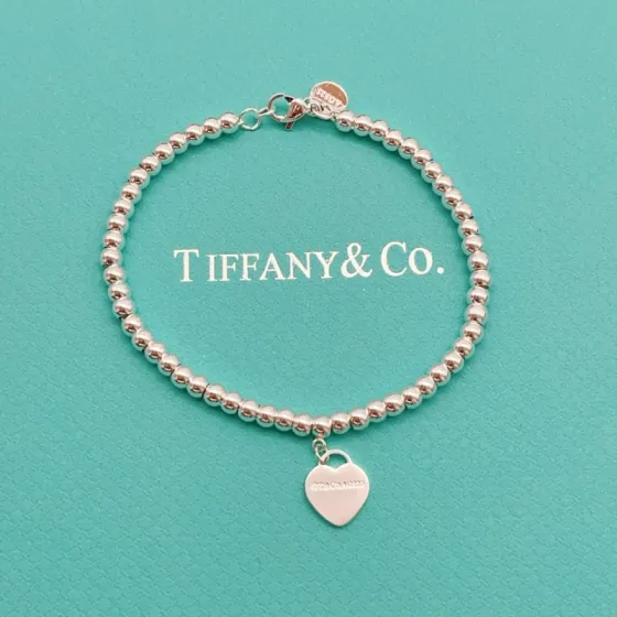 Tiffany Co Return to Tiffany Heart Tag Bead Bracelet bracelet Sterling silver polished silver metal with no additional colored stones 17 5cm