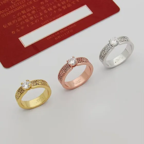 Cartier Love ring 18k rose gold with clear diamond accents 6