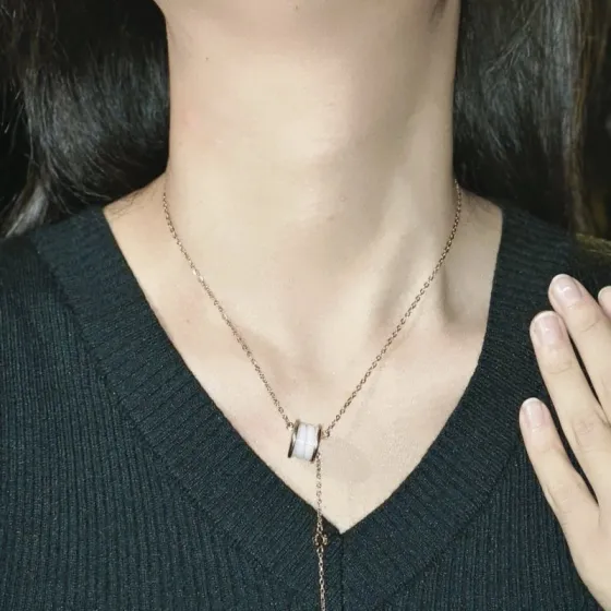 Bvlgari B zero1 necklace rose gold metal with white ceramic 40-45cm adjustable