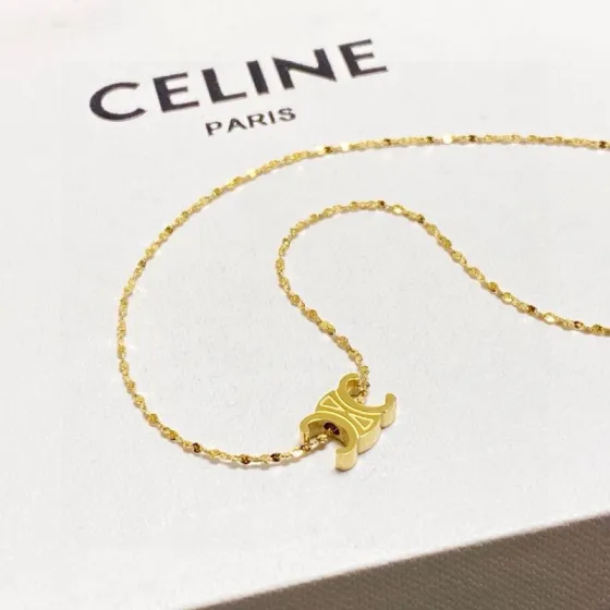 Celine Triomphe Skeleton Chic necklace 14K gold 40cm