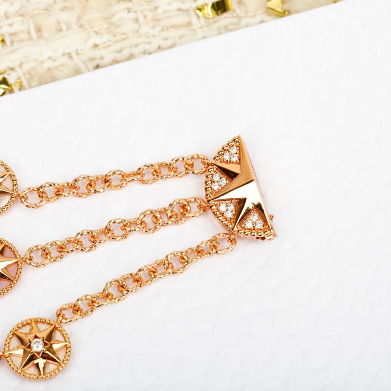 Dior Compass Rose double-layer bracelet 18K rose gold with clear diamonds 18cm