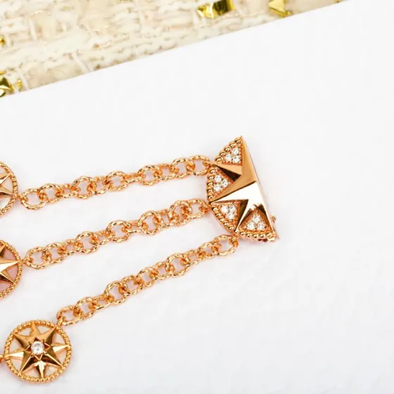 Dior Compass Rose double-layer bracelet 18K rose gold with clear diamonds 18cm