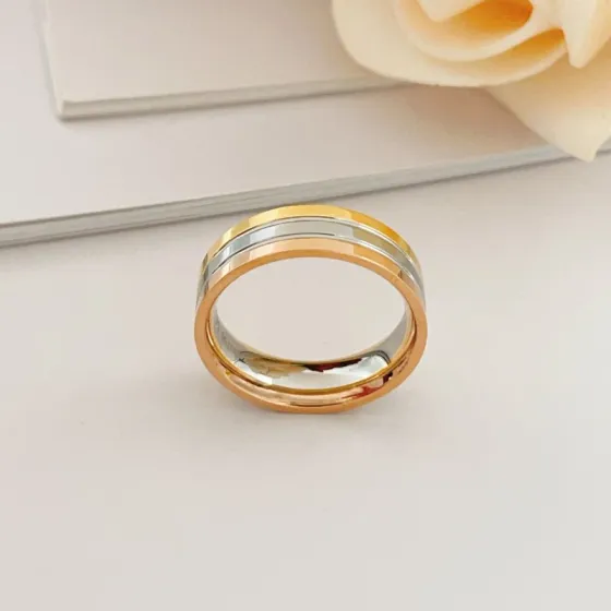 Cartier Vendome Louis Cartier ring 18k yellow gold 18k rose gold 18k white gold No 7