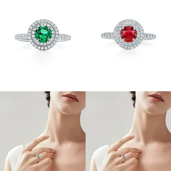 Tiffany Tiffany Soleste ring Sterling silver with white diamond halos available with emerald ruby tanzanite orange sapphire or colorless diamond center stones 7