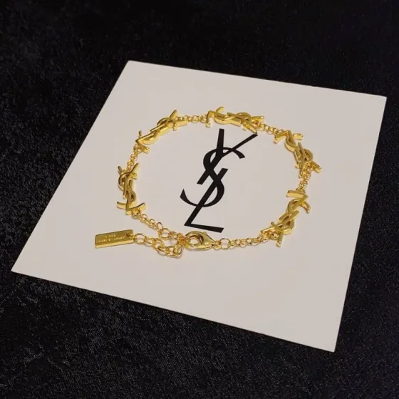 Saint Laurent Cassandre YSL Monogram Chain Bracelet bracelet gold-tone metal no accent stones 19cm with 3cm extender