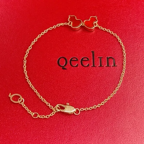 Qeelin Wulu bracelet 18K rose gold with red carnelian inlay 16-19cm adjustable