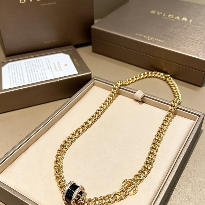 Bvlgari B zero1 necklace 18K yellow gold black ceramic diamond 45cm