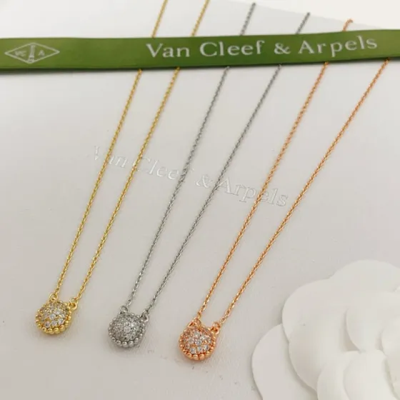 Van Cleef Arpels Perlee Couleurs Pampilles Pendant necklace Yellow gold with clear diamonds White gold with clear diamonds Rose gold with clear diamonds 42cm