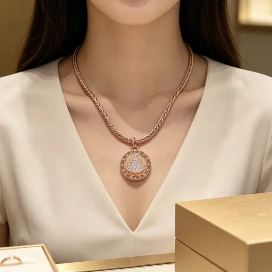 Bvlgari Divas Dream necklace 18K rose gold with pave diamonds 45cm