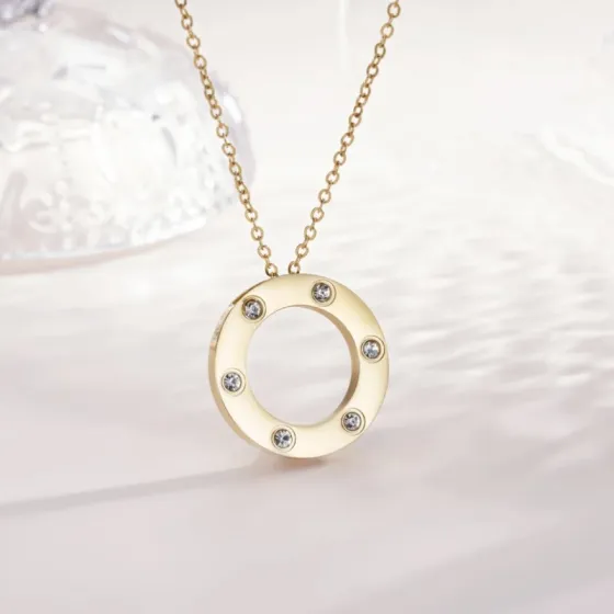 Cartier LOVE necklace yellow gold with clear diamonds 42cm
