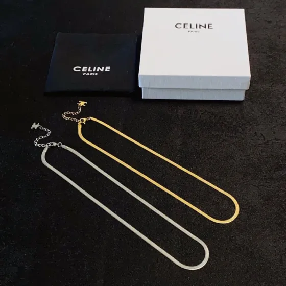 Celine Triomphe Snake Chain Choker necklace 14K gold-toned metal silver-toned metal no accent stones 40cm with 5cm extender