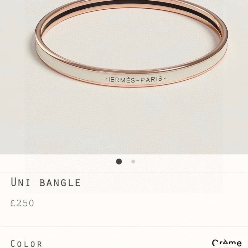 Hermes Uni Bangle bracelet rose gold metal with creme white enamel MM