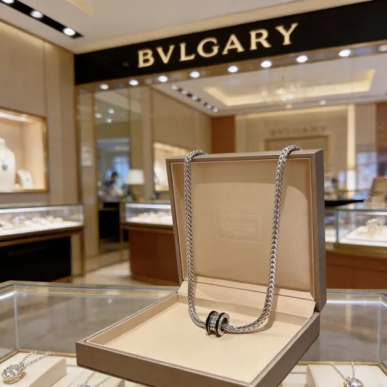 Bvlgari B zero1 necklace silver-toned metal with black enamel accents 60cm