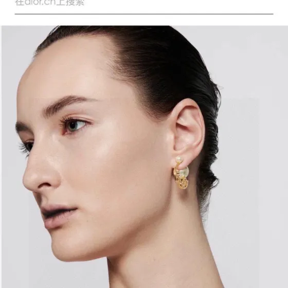 Dior Tribales earrings Gold-tone metal with white resin pearls and silver-tone crystal accents One Size