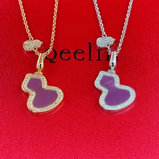 Qeelin Wulu necklace Rose gold with purple gemstone and diamond accents 42cm