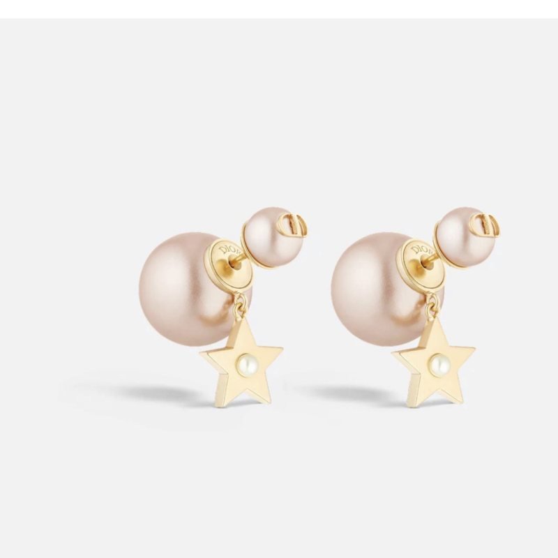Dior Tribales earrings Gold-tone metal with pink and white resin pearl accents One Size