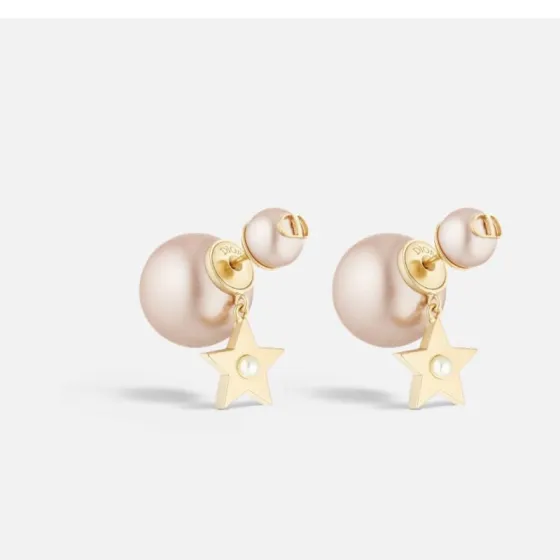Dior Tribales earrings Gold-tone metal with pink and white resin pearl accents One Size