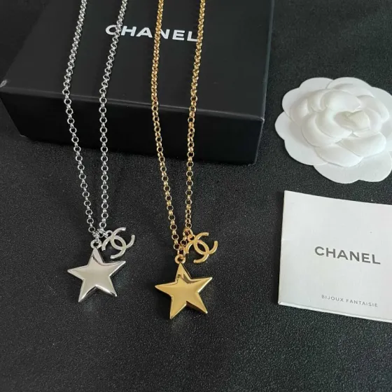 Chanel CC Star Pendant Necklace necklace Gold-tone metal silver-tone variant also available no gemstones 42cm