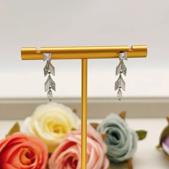 Tiffany Co Victoria Vine Drop Earrings earrings sterling silver with clear faceted gemstones 2 5cm drop length
