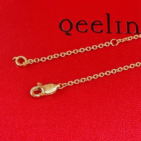 Qeelin Wulu necklace 18K rose gold white mother-of-pearl clear diamonds 42cm