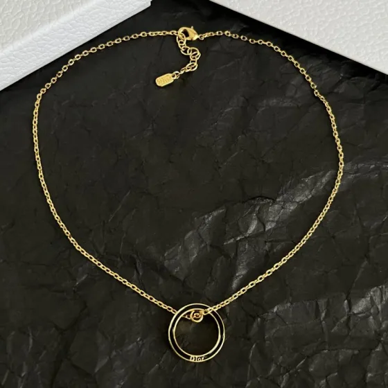 Dior Night Code Circle Pendant Necklace necklace gold-tone metal with black enamel 42cm with 5cm extender
